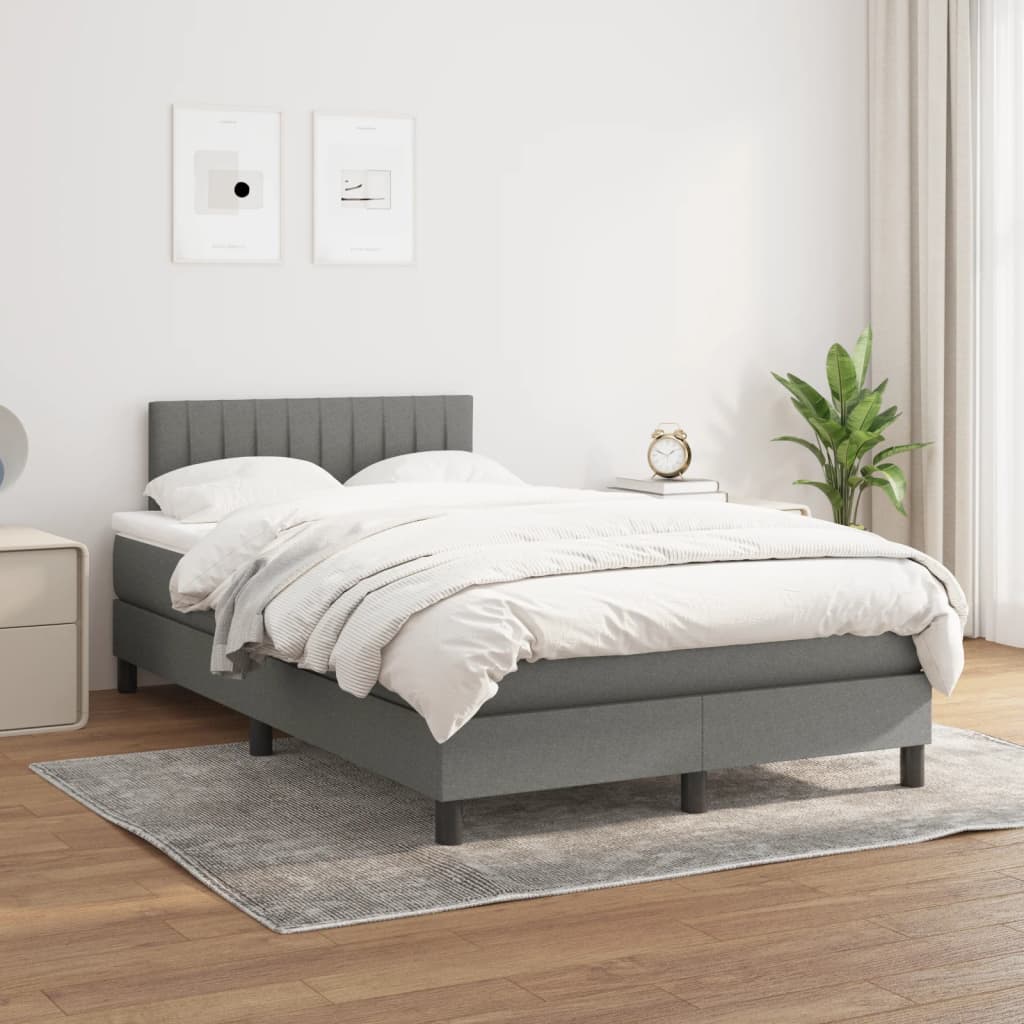 Krevet box spring s madracem tamnosivi 120 x 190 cm tkanina