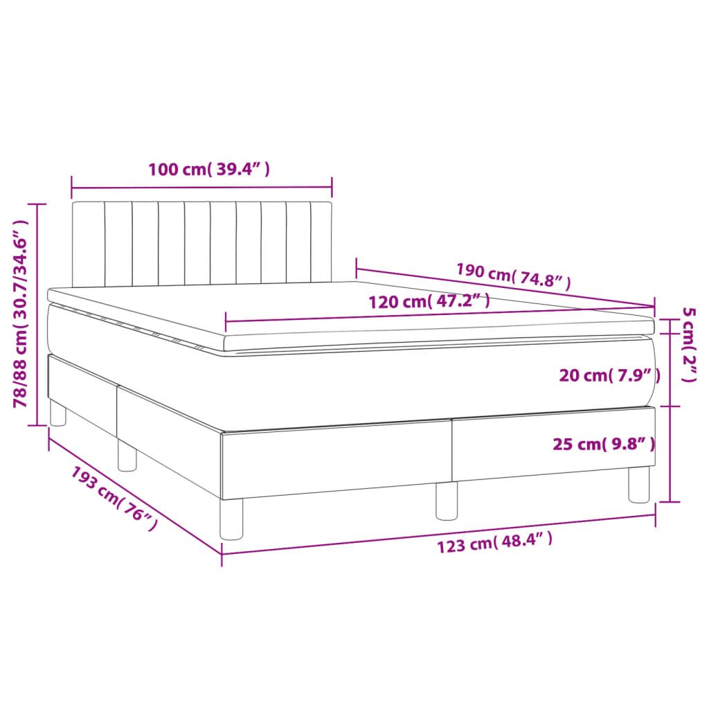 Krevet box spring s madracem krem 120 x 190 cm od tkanine