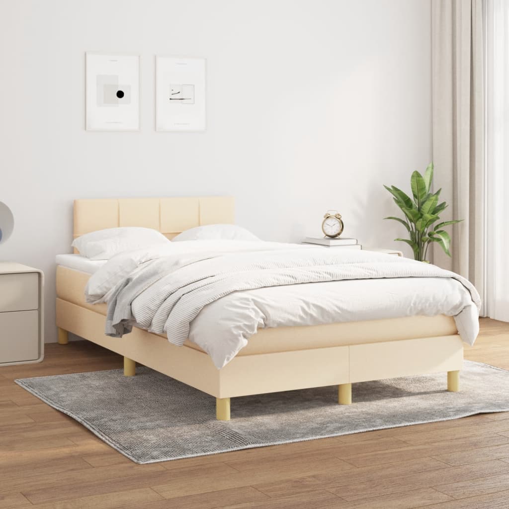 Krevet box spring s madracem krem 120 x 190 cm od tkanine