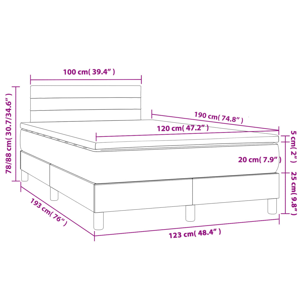 Krevet box spring s madracem krem 120 x 190 cm od tkanine