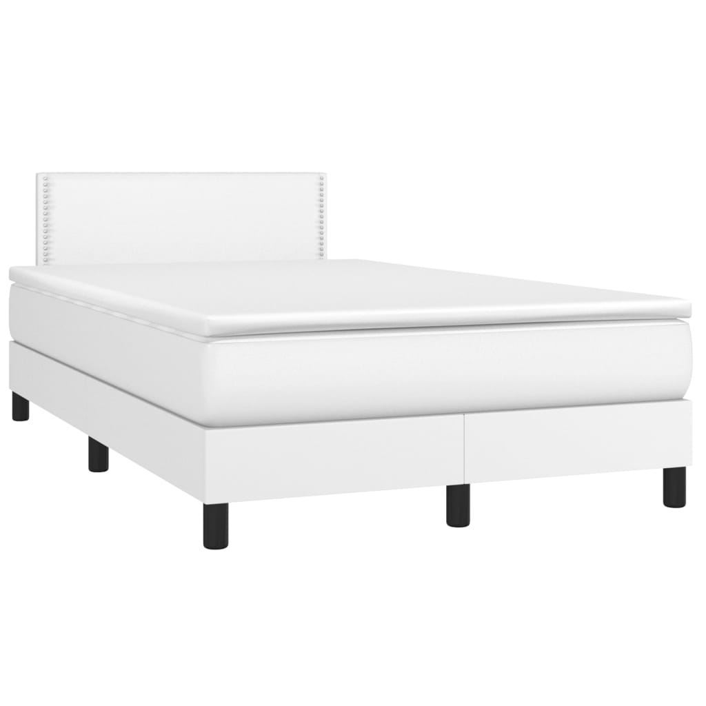 Krevet box spring s madracem bijeli 120x190 cm od umjetne kože