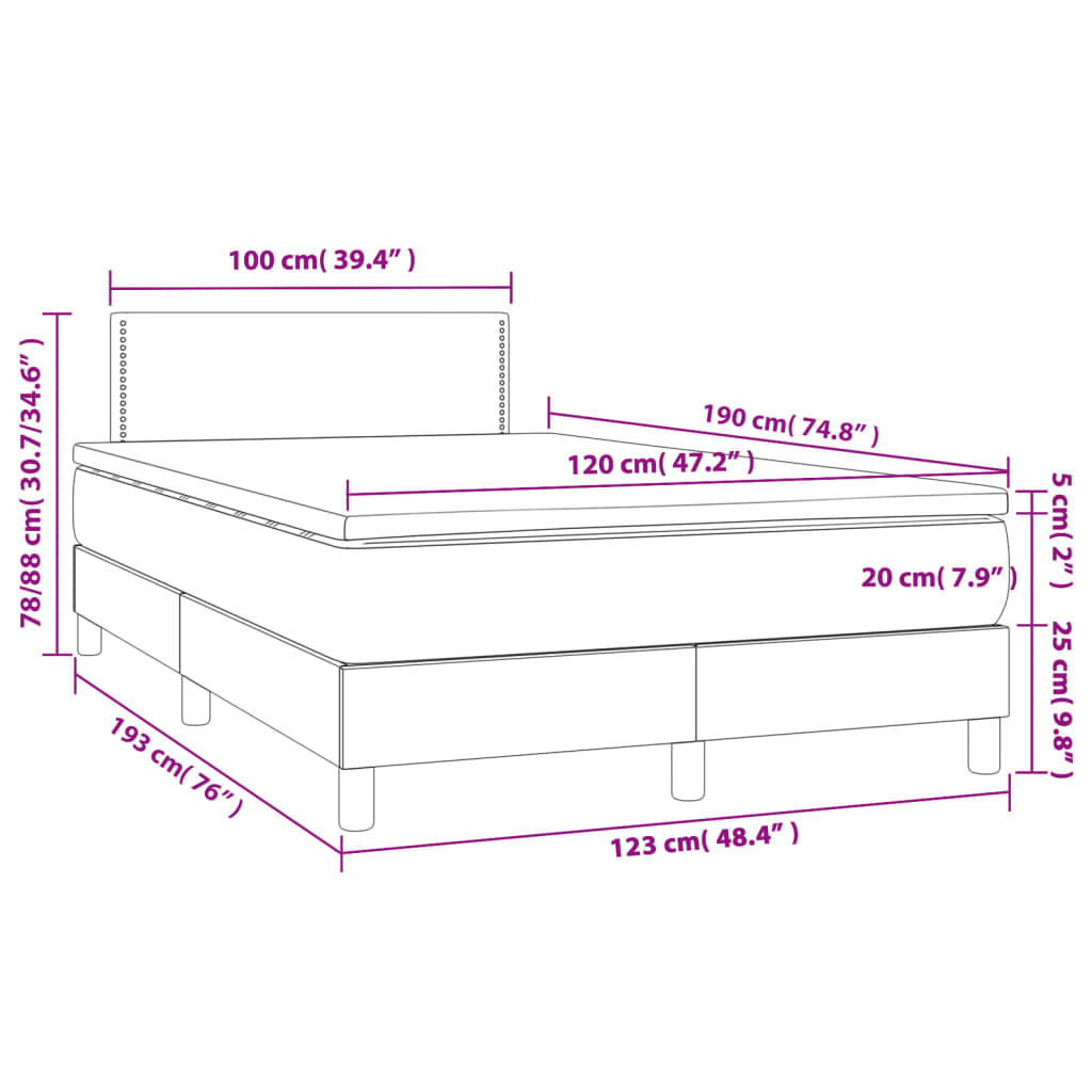 Krevet box spring s madracem bijeli 120x190 cm od umjetne kože