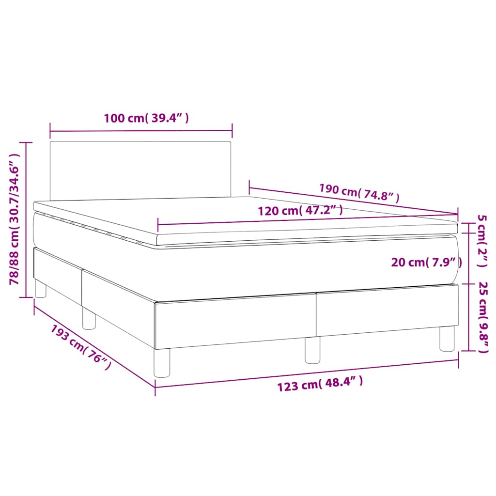 Krevet box spring s madracem tamnozeleni 120x190 cm baršunasti
