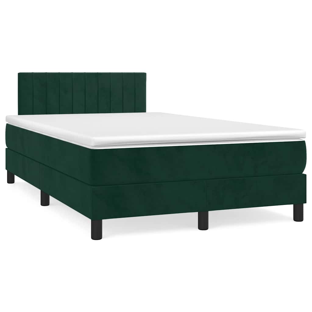 Krevet box spring s madracem tamnozeleni 120x190 cm baršunasti
