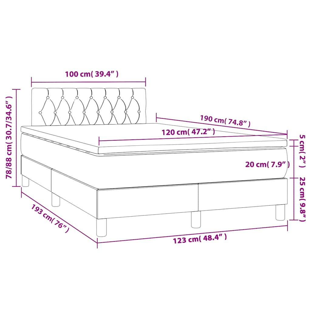Krevet box spring s madracem tamnozeleni 120x190 cm baršunasti