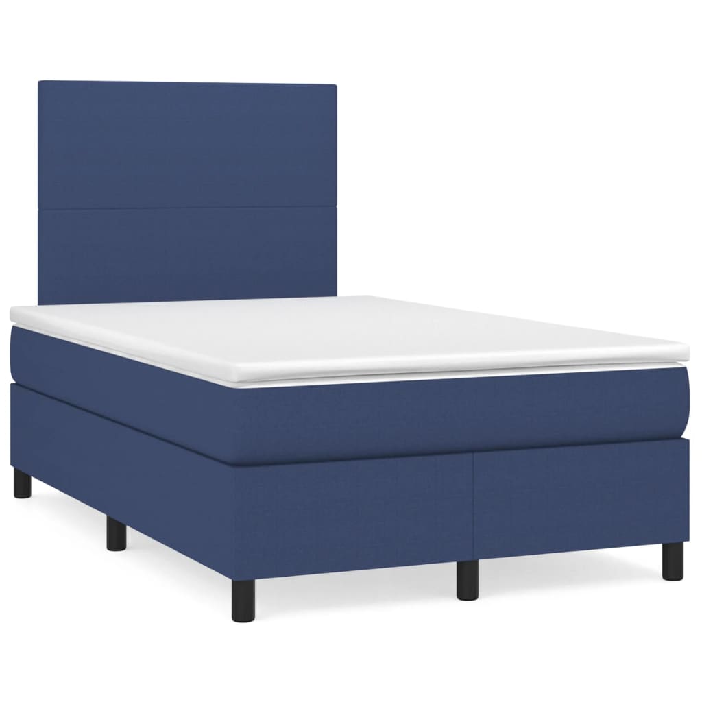 Krevet s oprugama i madracem plavi 120 x 190 cm od tkanine