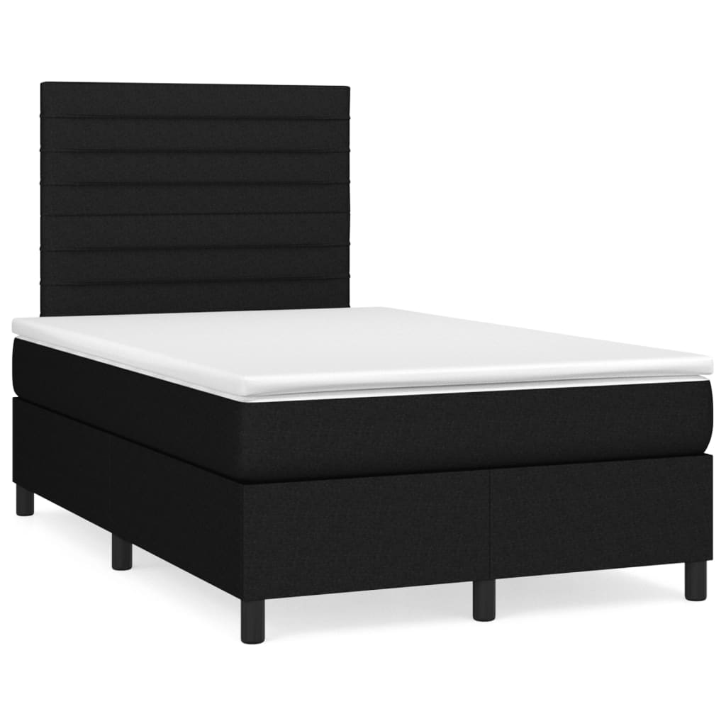 Krevet box spring s madracem crni 120 x 190 cm od tkanine