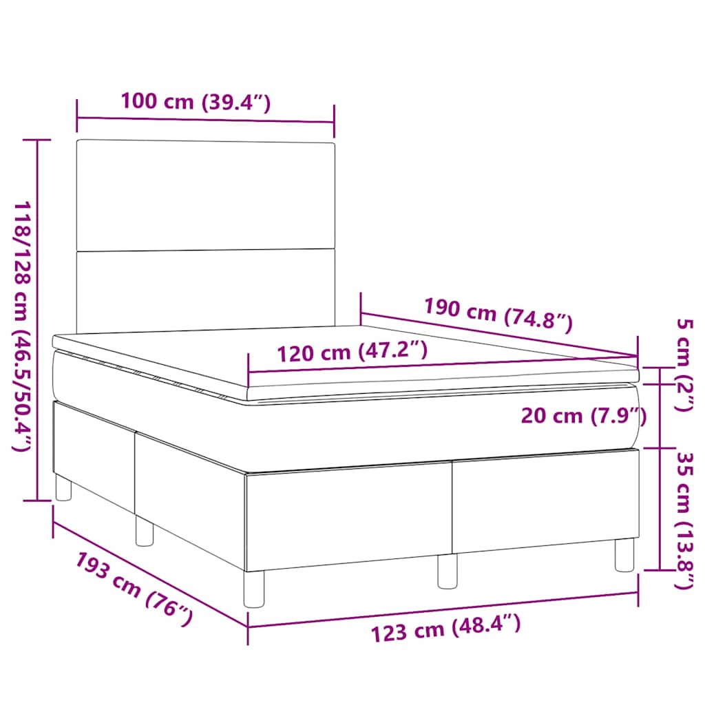Krevet s oprugama i madracem plavi 120 x 190 cm od tkanine