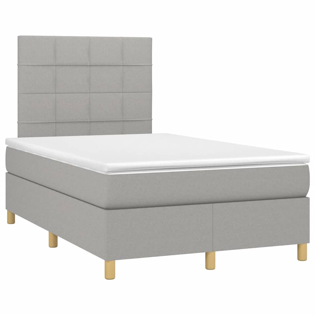 Krevet s oprugama i madracem svjetlosivi 120x190 cm od tkanine