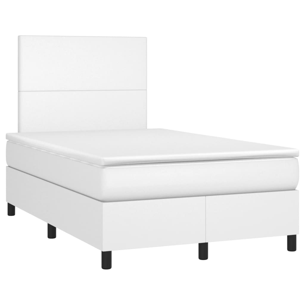 Krevet box spring s madracem bijeli 120x190 cm od umjetne kože