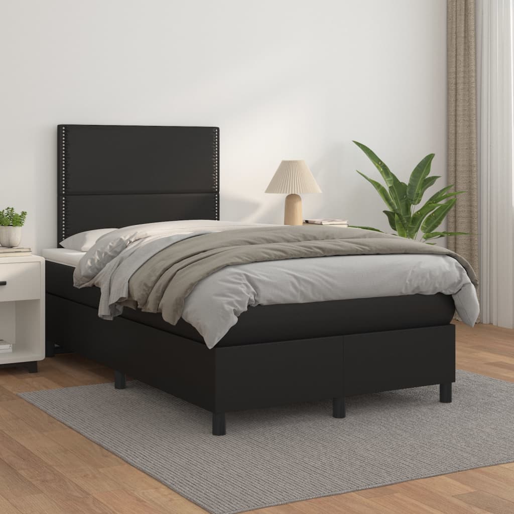 Krevet s oprugama i madracem crni 120x190 cm od umjetne kože