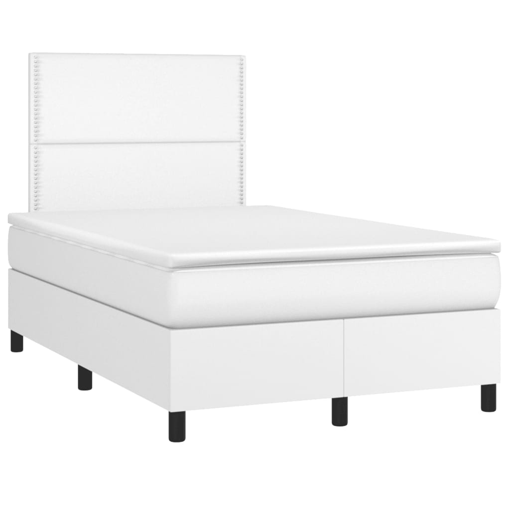 Krevet box spring s madracem bijeli 120x190 cm od umjetne kože