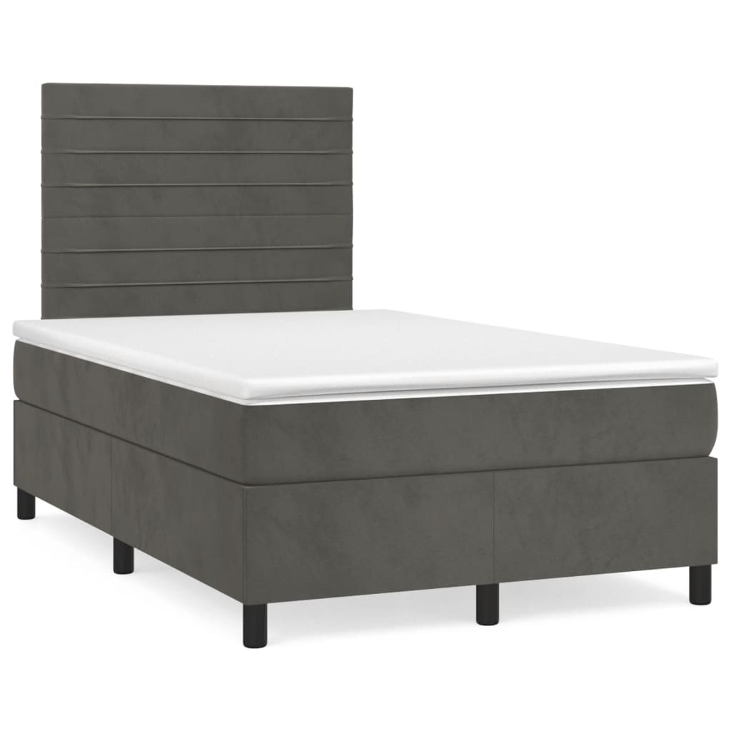 Krevet box spring s madracem tamnosivi 120 x 190 cm baršun