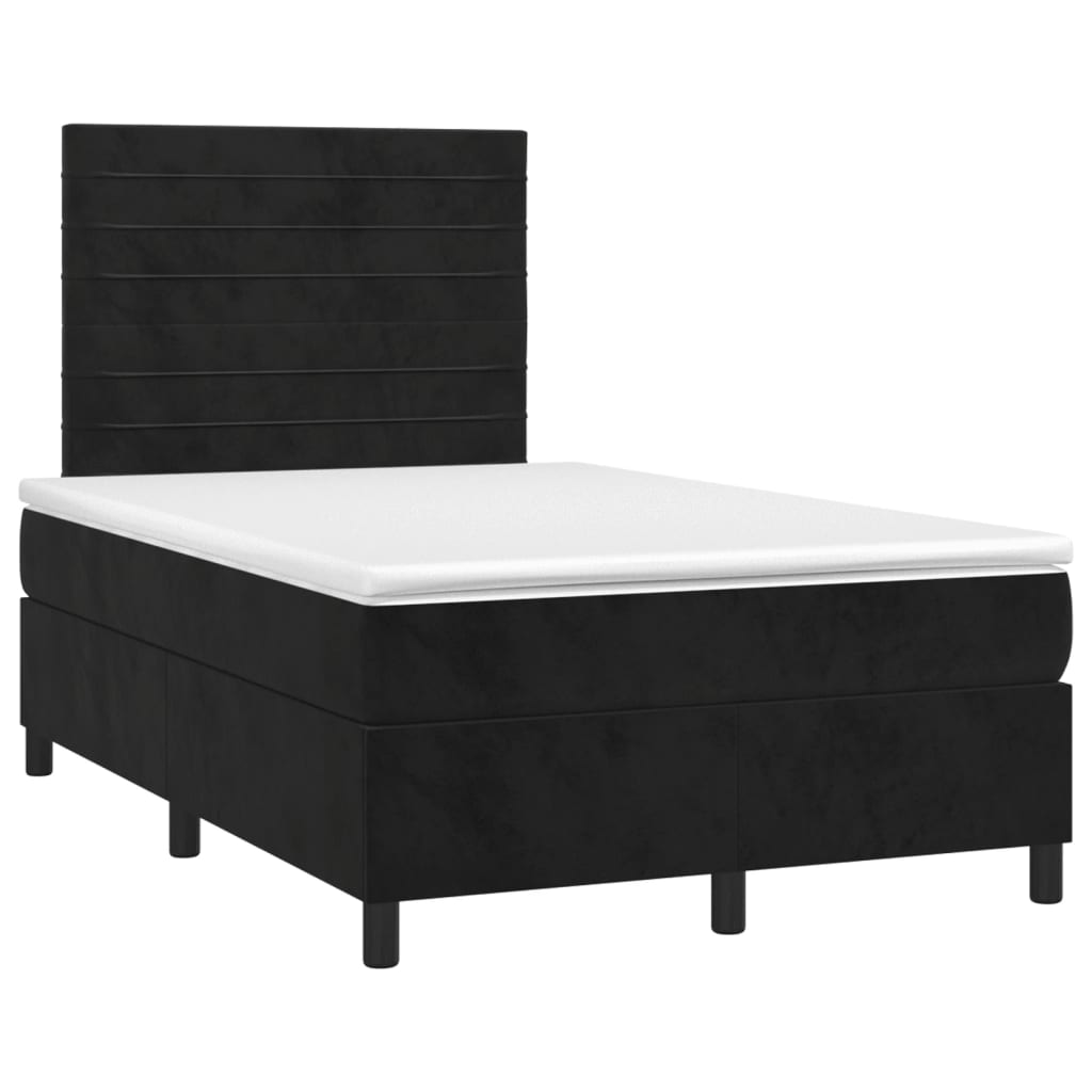 Krevet box spring s madracem crni 120 x 190 cm baršunasti