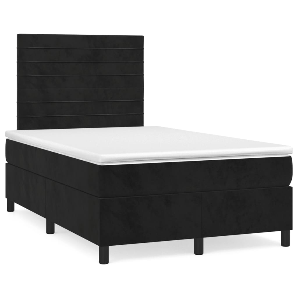 Krevet box spring s madracem crni 120 x 190 cm baršunasti