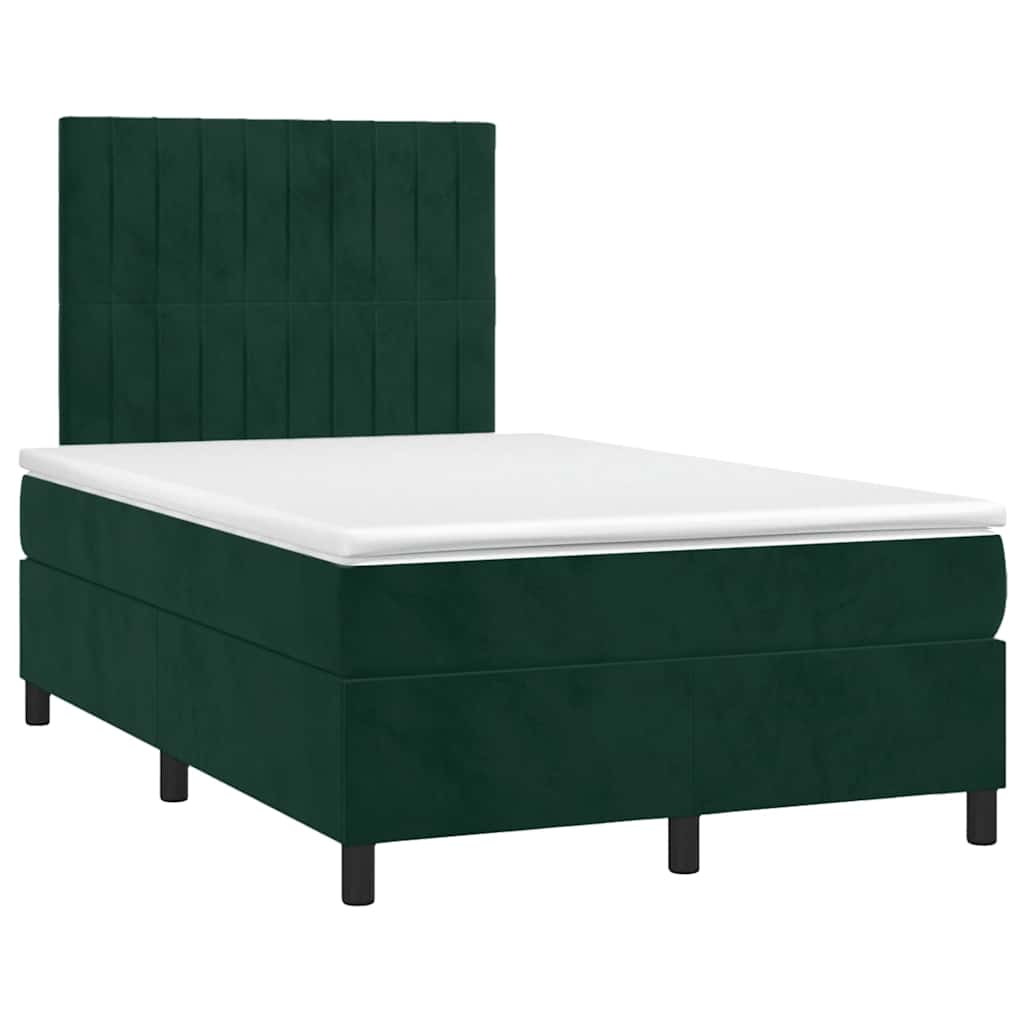 Krevet box spring s madracem tamnozeleni 120x190 cm baršunasti