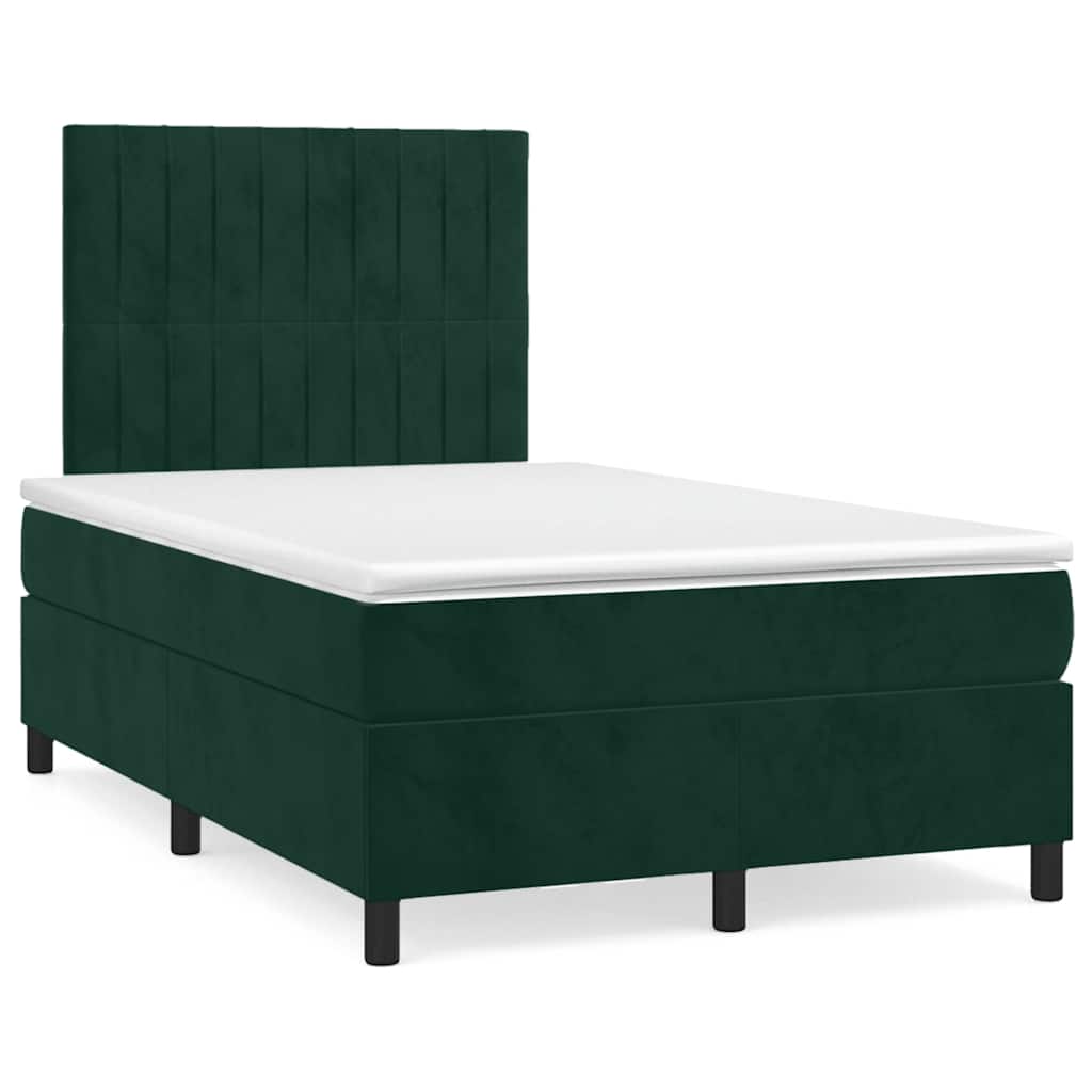 Krevet box spring s madracem tamnozeleni 120x190 cm baršunasti