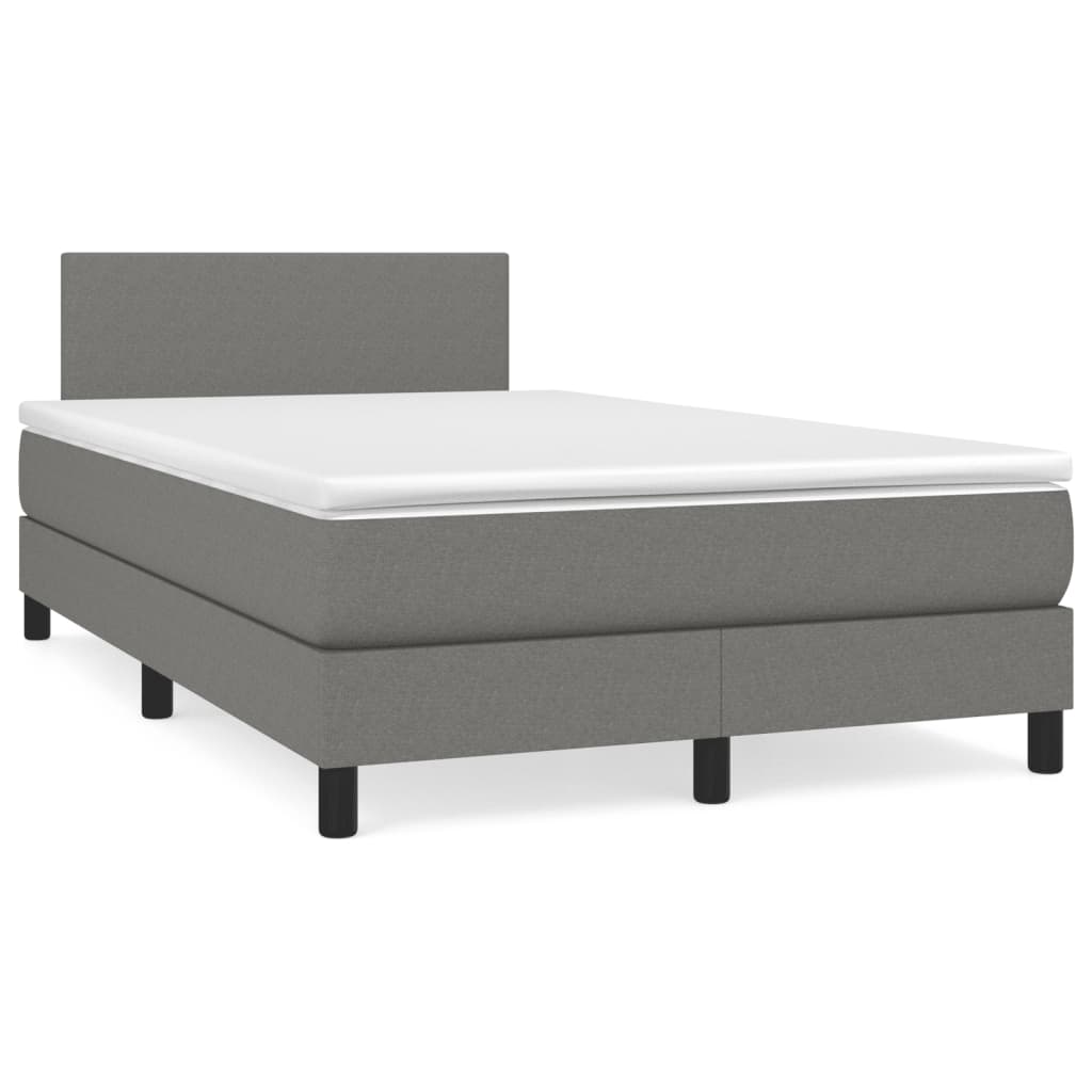 Krevet box spring s madracem LED tamnosivi 120 x 190 cm tkanina