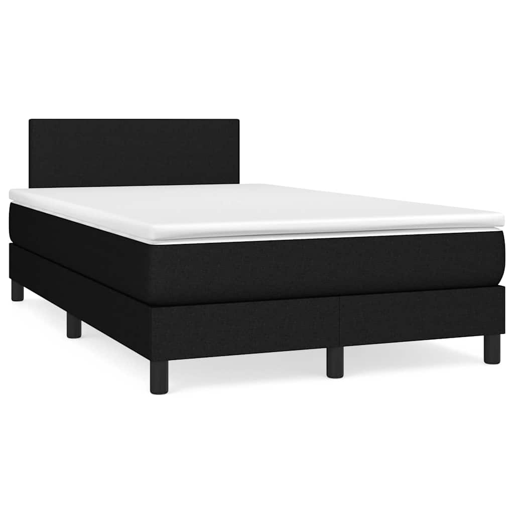 Krevet box spring s madracem LED crni 120 x 190 cm od tkanine