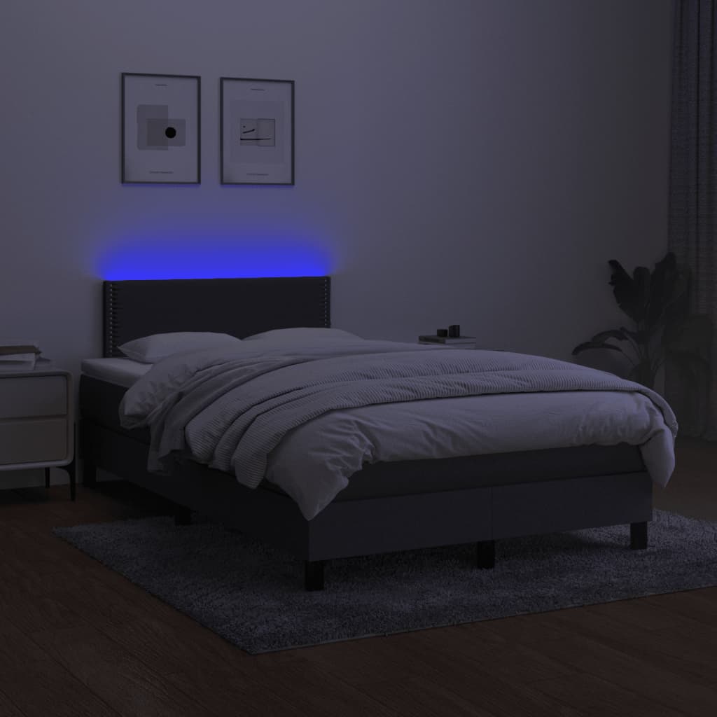 Krevet box spring s madracem LED tamnosivi 120 x 190 cm tkanina
