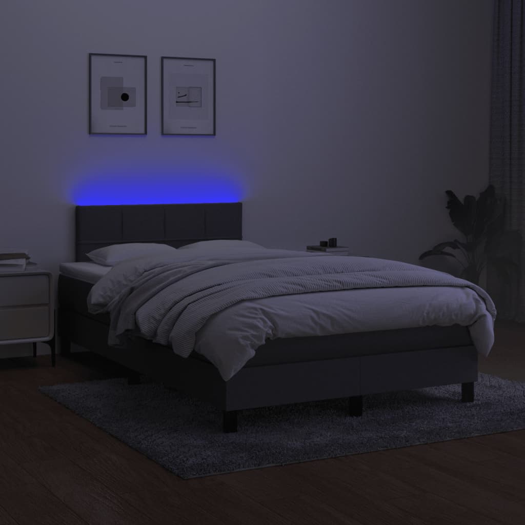 Krevet box spring s madracem LED tamnosivi 120 x 190 cm tkanina
