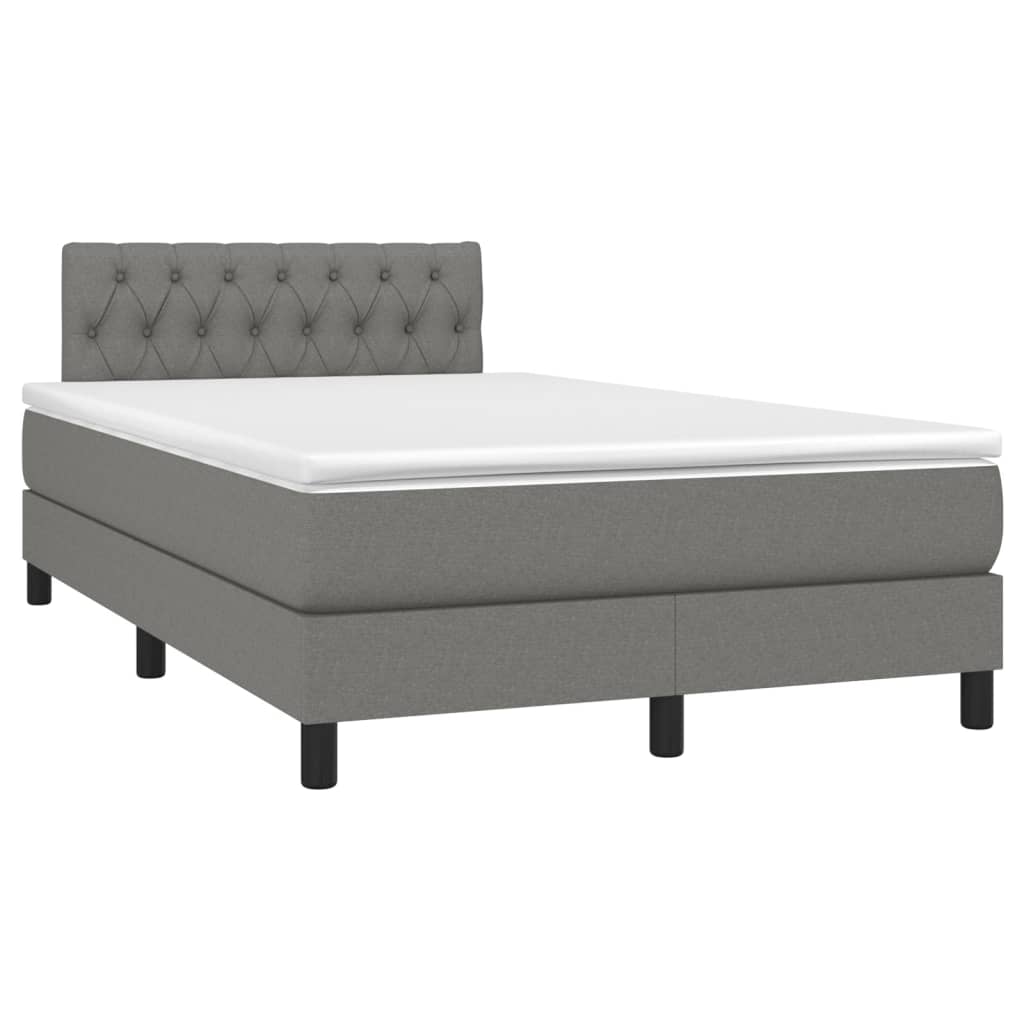 Krevet box spring s madracem LED tamnosivi 120 x 190 cm tkanina