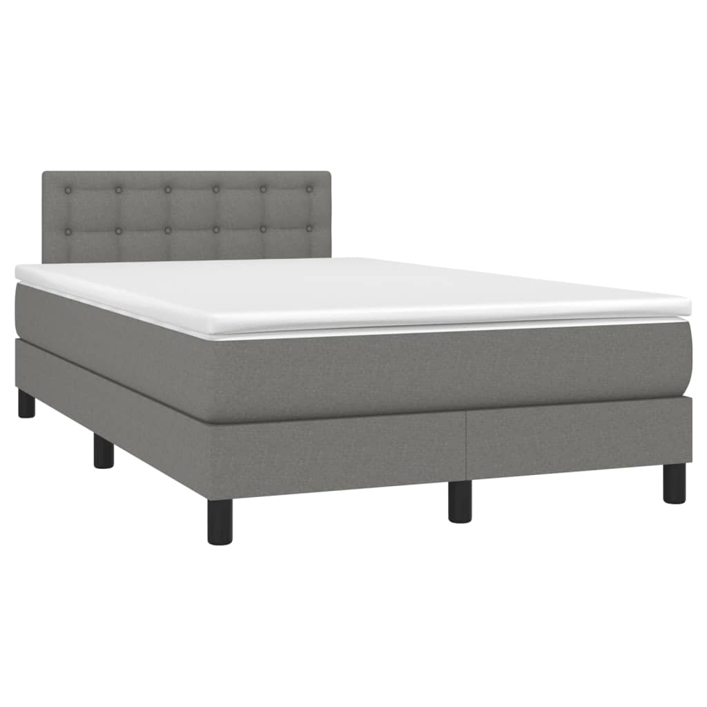 Krevet box spring s madracem LED tamnosivi 120 x 190 cm tkanina