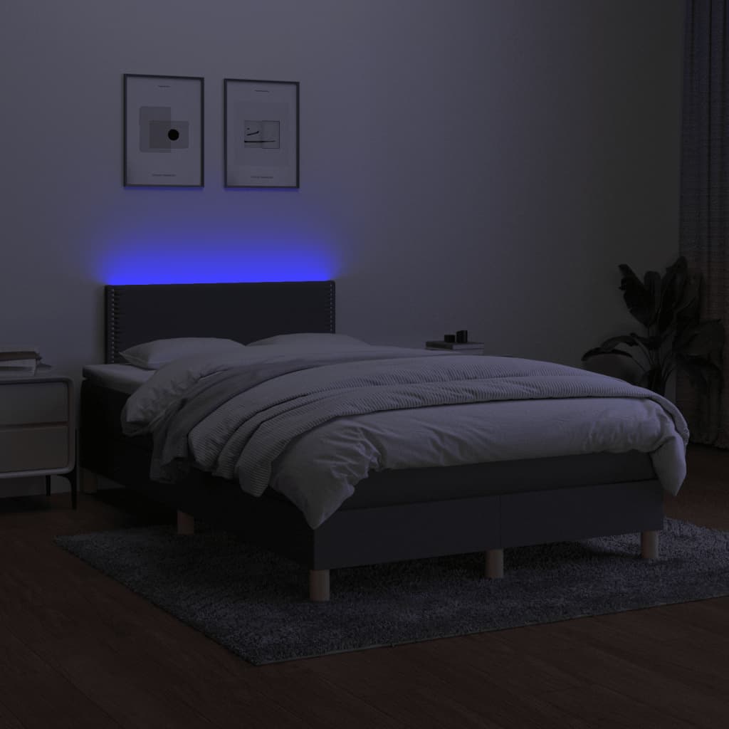 Krevet box spring s madracem LED tamnosivi 120 x 190 cm tkanina