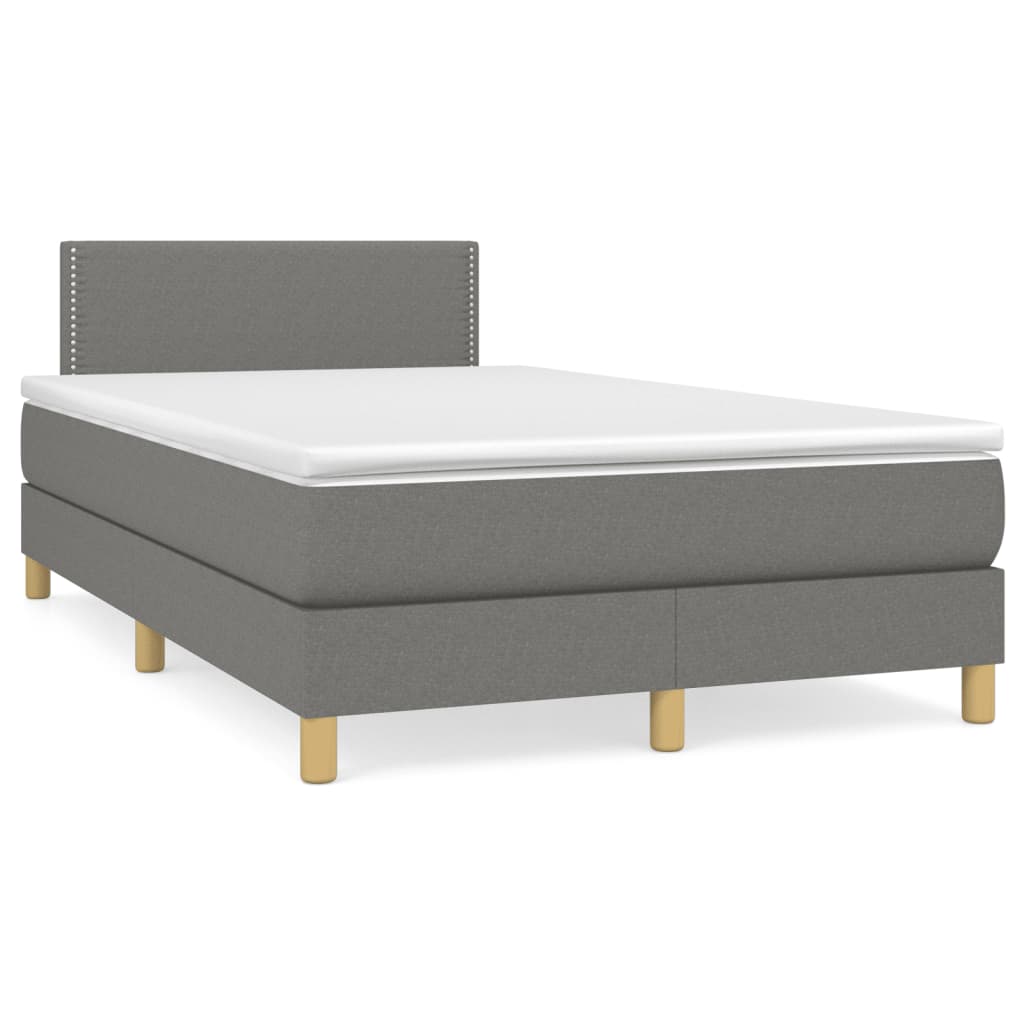Krevet box spring s madracem LED tamnosivi 120 x 190 cm tkanina