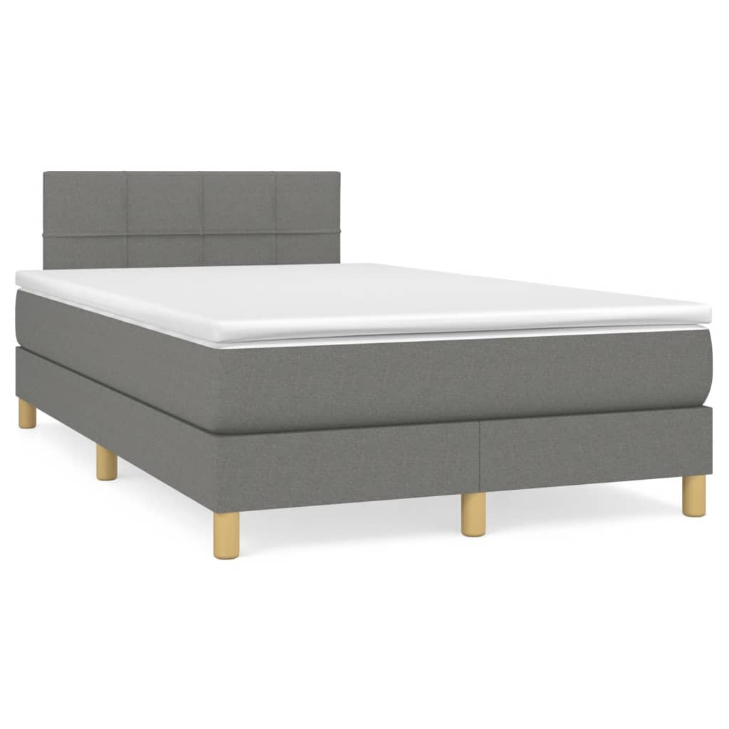 Krevet box spring s madracem LED tamnosivi 120 x 190 cm tkanina