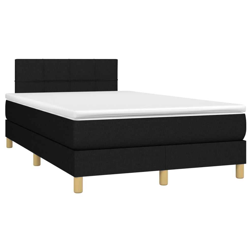 Krevet box spring s madracem LED crni 120 x 190 cm od tkanine
