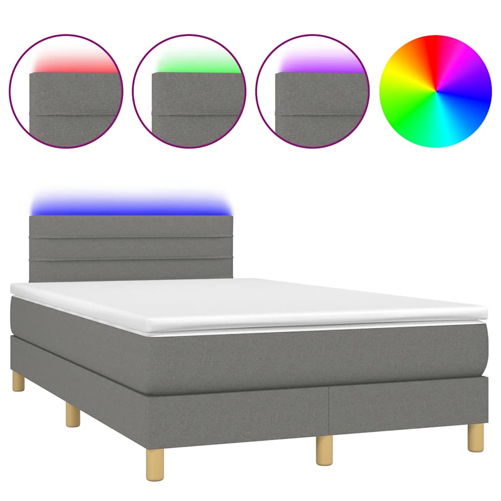 Krevet box spring s madracem LED tamnosivi 120 x 190 cm tkanina