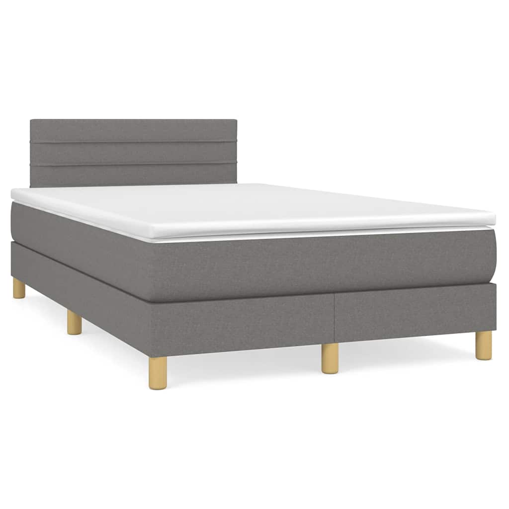 Krevet box spring s madracem LED tamnosivi 120 x 190 cm tkanina
