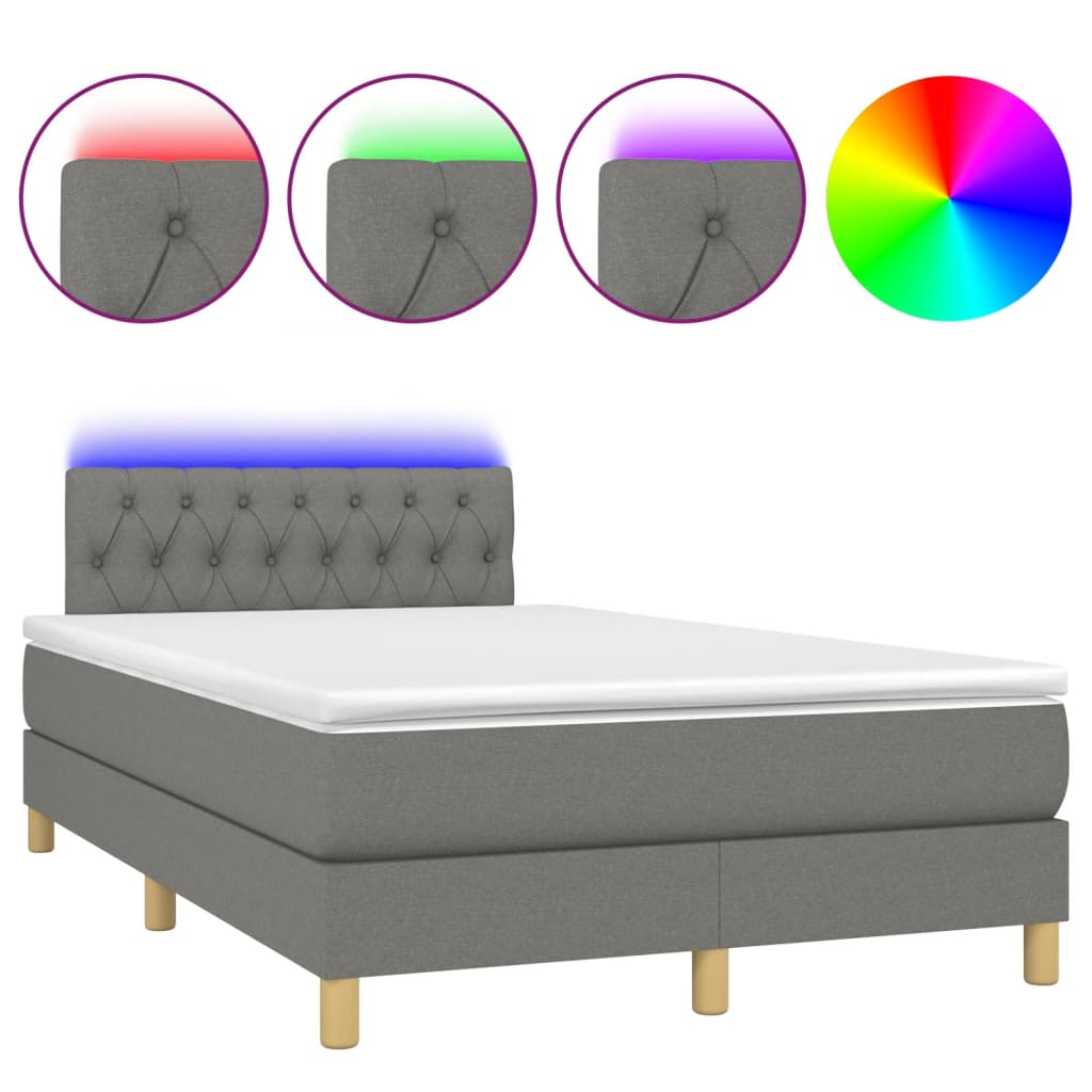 Krevet box spring s madracem LED tamnosivi 120 x 190 cm tkanina