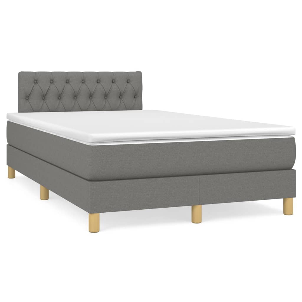 Krevet box spring s madracem LED tamnosivi 120 x 190 cm tkanina