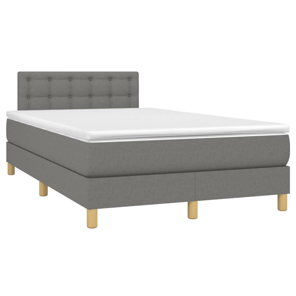 Krevet box spring s madracem LED tamnosivi 120 x 190 cm tkanina