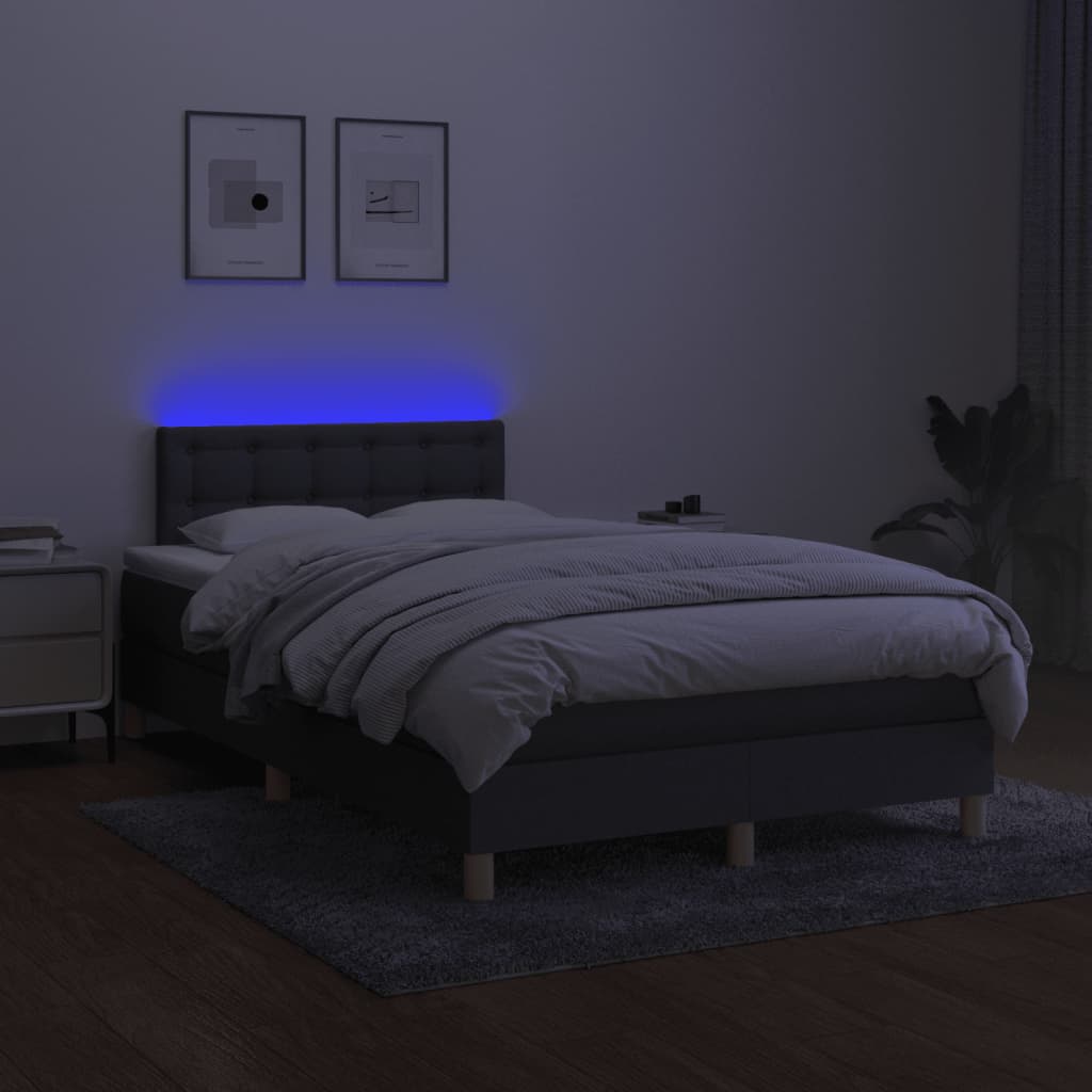 Krevet box spring s madracem LED tamnosivi 120 x 190 cm tkanina