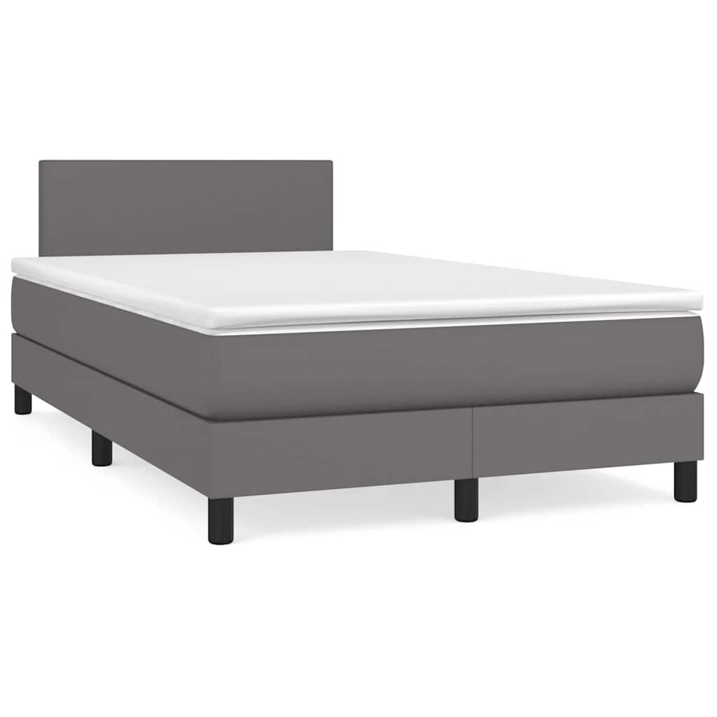 Krevet s oprugama i madracem LED sivi 120x190 cm umjetna koža