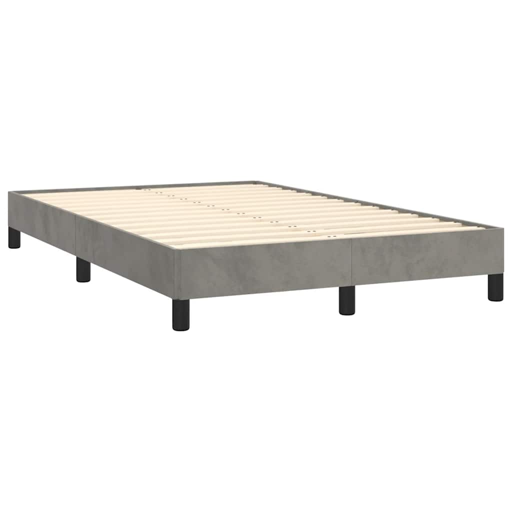 Krevet box spring s madracem LED svjetlosivi 120x190 cm tkanina