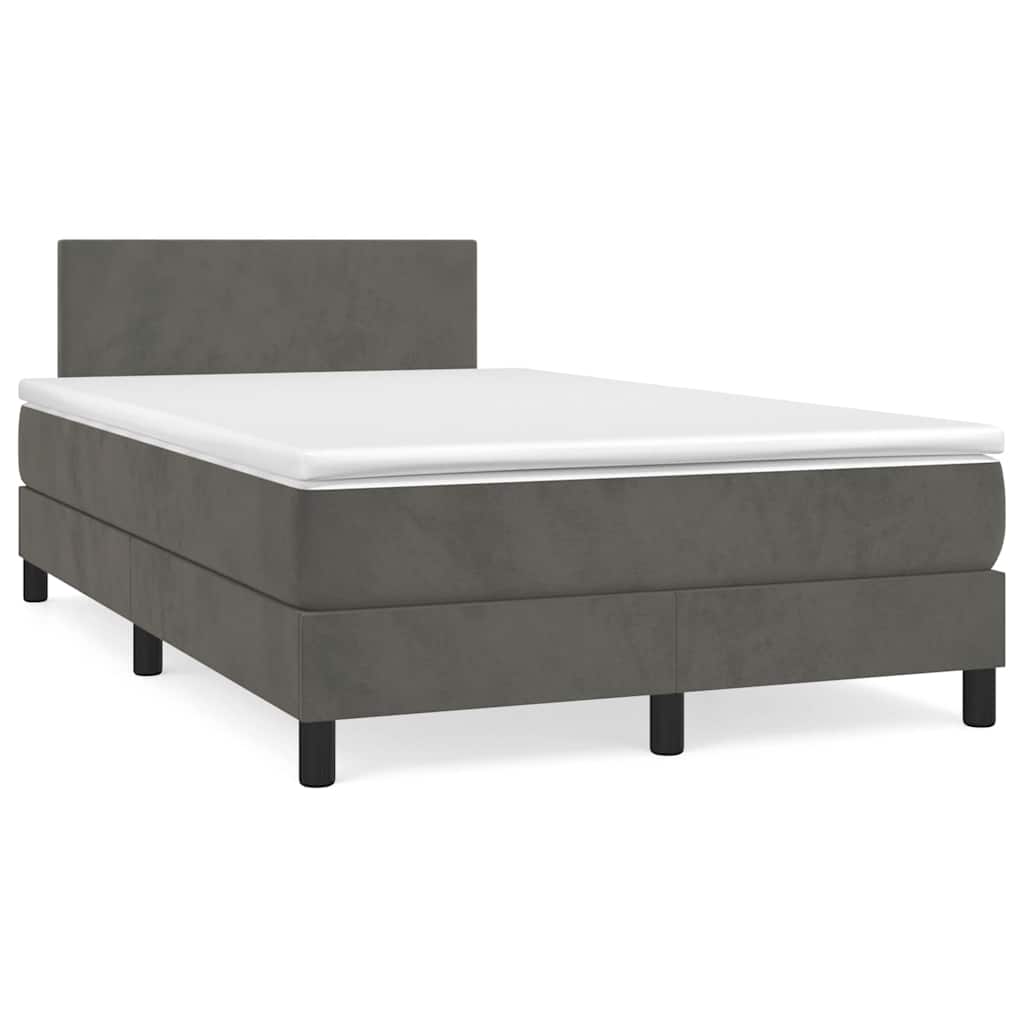 Krevet box spring s madracem LED tamnosivi 120 x 190 cm baršun