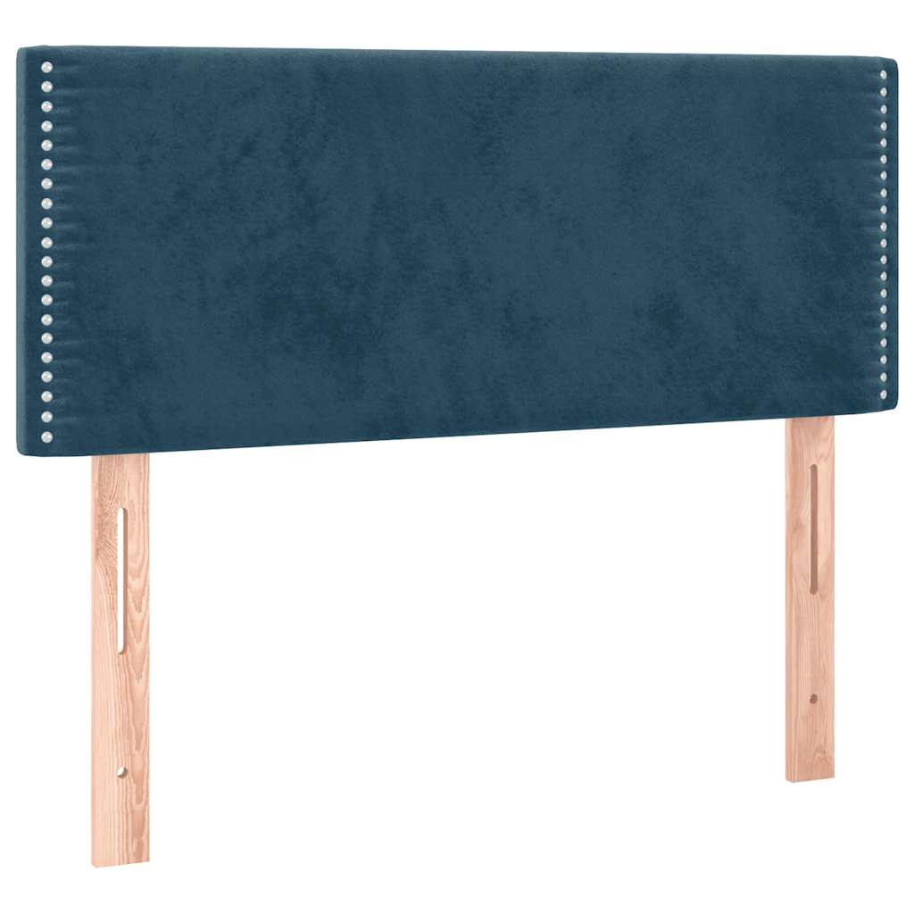 Krevet s oprugama i madracem LED tamnoplavi 120 x 190 cm baršun