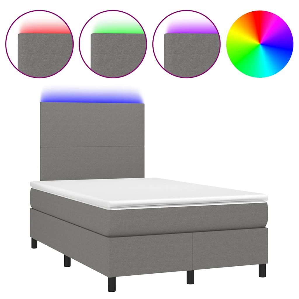 Krevet box spring s madracem LED tamnosivi 120 x 190 cm tkanina