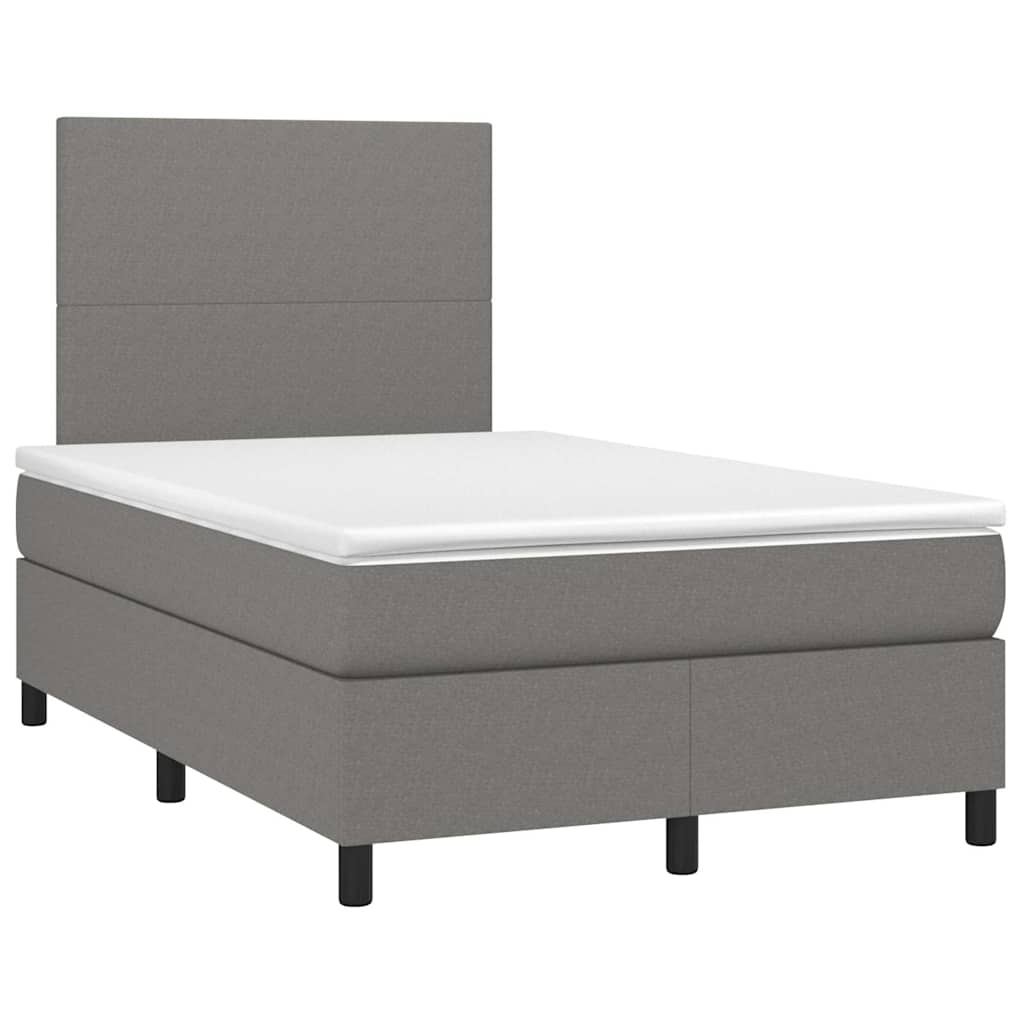 Krevet box spring s madracem LED tamnosivi 120 x 190 cm tkanina