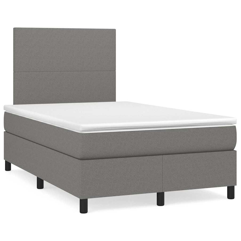 Krevet box spring s madracem LED tamnosivi 120 x 190 cm tkanina