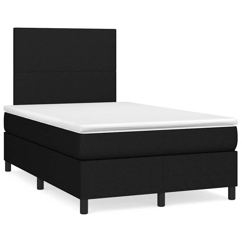 Krevet box spring s madracem LED crni 120 x 190 cm od tkanine