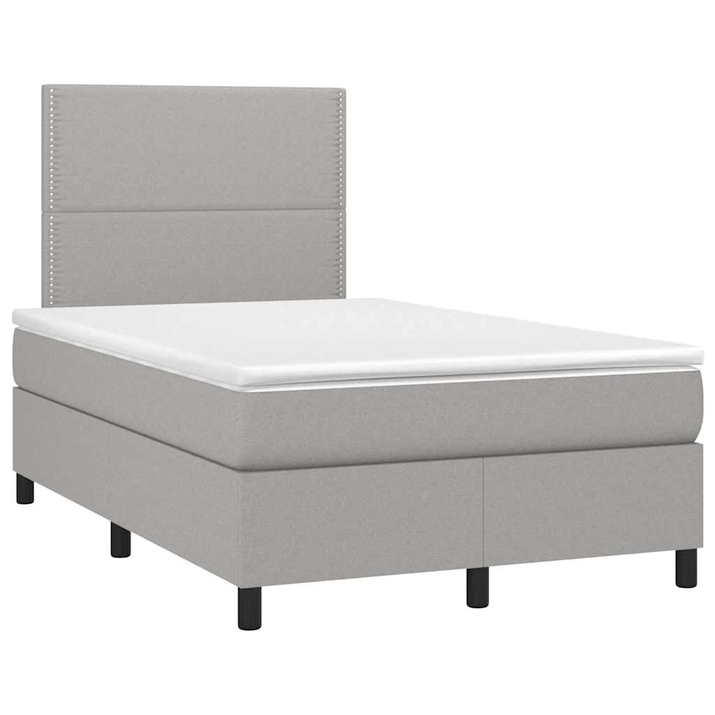 Krevet s oprugama i madracem LED svjetlosivi 120x190 cm tkanina