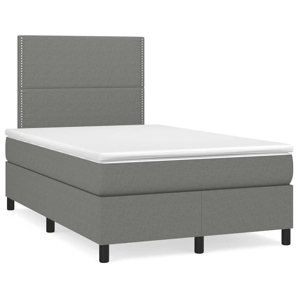 Krevet box spring s madracem LED tamnosivi 120 x 190 cm tkanina