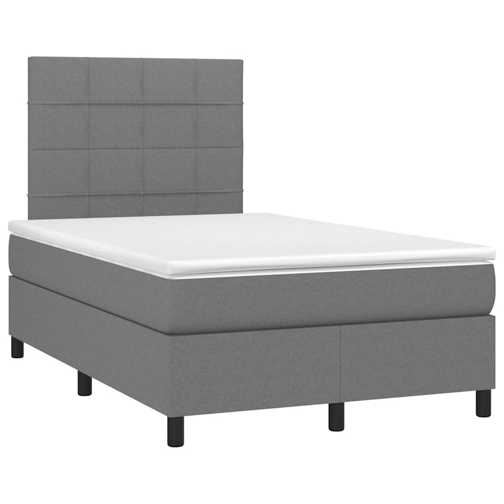 Krevet box spring s madracem LED tamnosivi 120 x 190 cm tkanina
