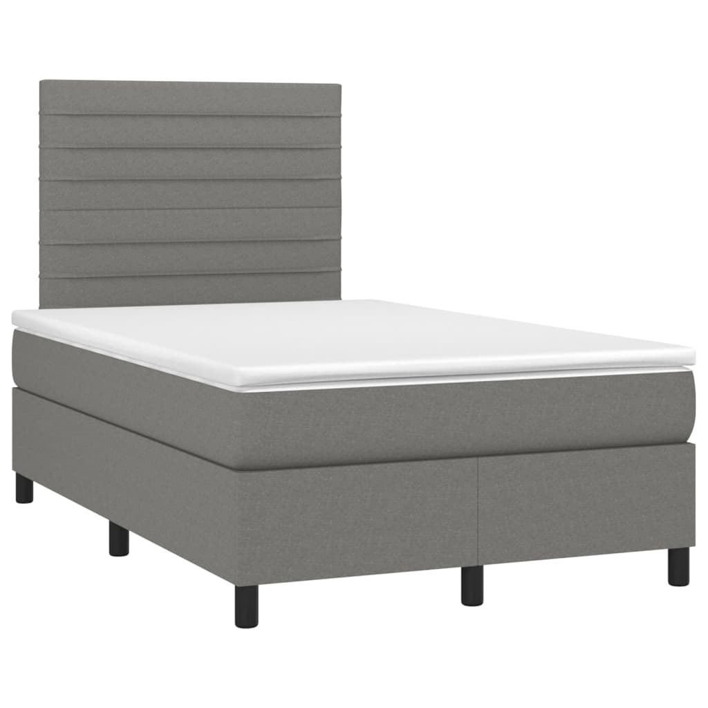 Krevet box spring s madracem LED tamnosivi 120 x 190 cm tkanina