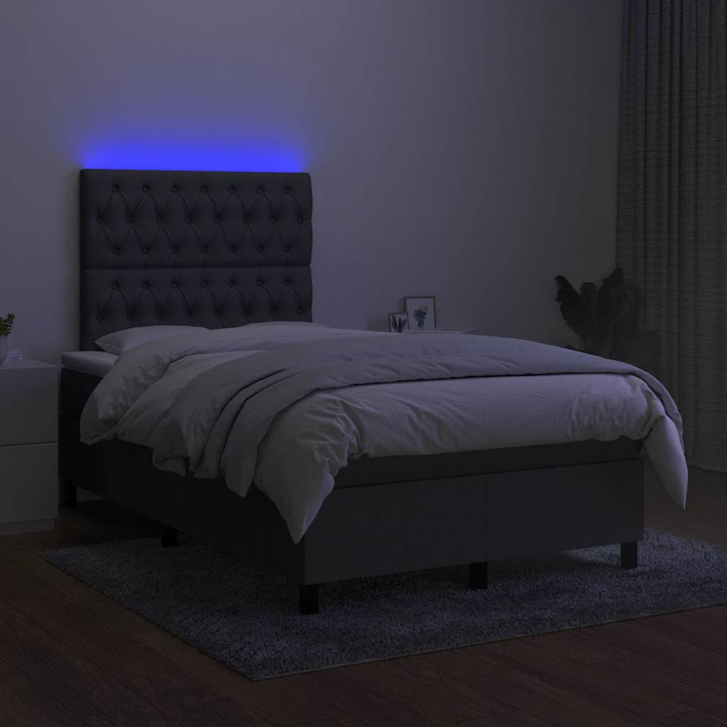 Krevet box spring s madracem LED tamnosivi 120 x 190 cm tkanina